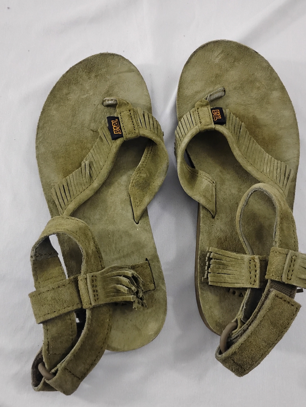 Teva Olive Suede Thong Sandals Size 6